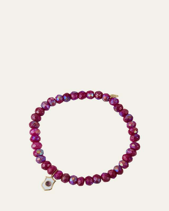 Fuchsia Moonstone and Shield Bracelet